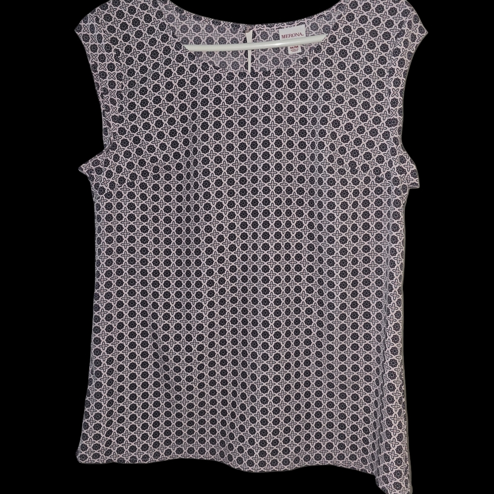 Merona Black and White Geometric Blouse